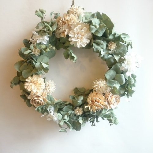ユーカリと紫陽花のナチュラルリース【wreath】ドライフラワー