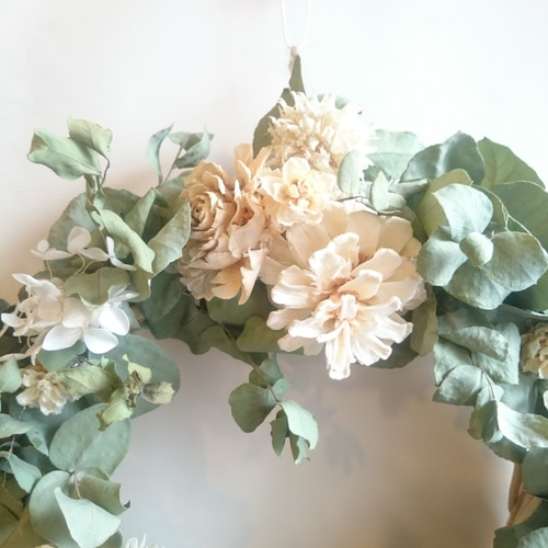 ユーカリと紫陽花のナチュラルリース【wreath】ドライフラワー