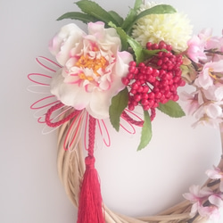 しだれ桜&椿・春の宴【wreath】アーティシャルフラワー 3枚目の画像