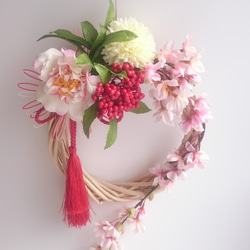 しだれ桜&椿・春の宴【wreath】アーティシャルフラワー 4枚目の画像