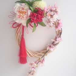 しだれ桜&椿・春の宴【wreath】アーティシャルフラワー 5枚目の画像