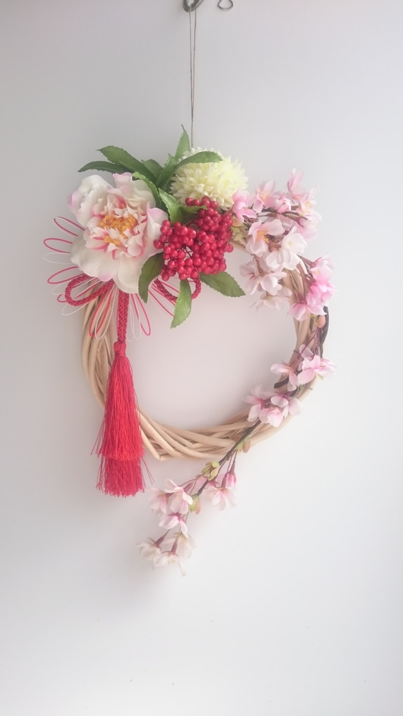 しだれ桜&椿・春の宴【wreath】アーティシャルフラワー 5枚目の画像