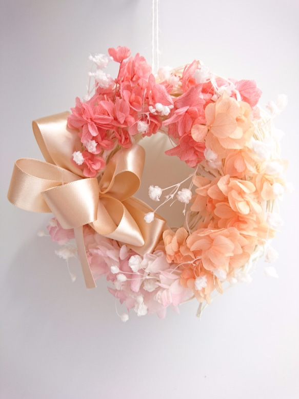 紫陽花ふわり【wreath　M】アジサイ&かすみ草・ボックス入り 4枚目の画像