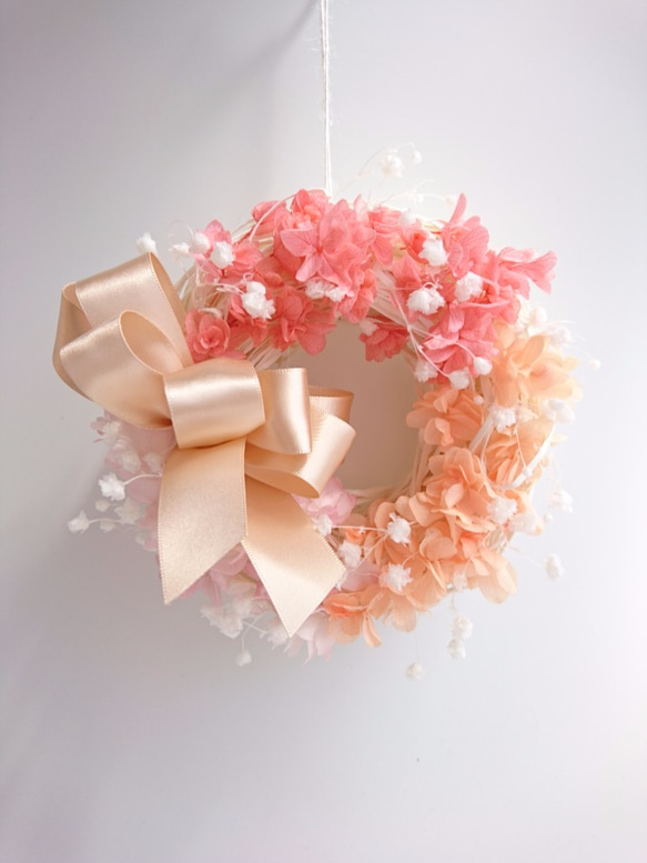 紫陽花ふわり【wreath　M】アジサイ&かすみ草・ボックス入り 6枚目の画像