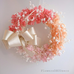 紫陽花ふわり【wreath　Lsize】アジサイ&かすみ草・ボックス入り 1枚目の画像