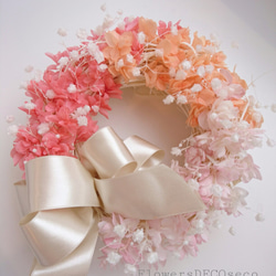 紫陽花ふわり【wreath　Lsize】アジサイ&かすみ草・ボックス入り 2枚目の画像