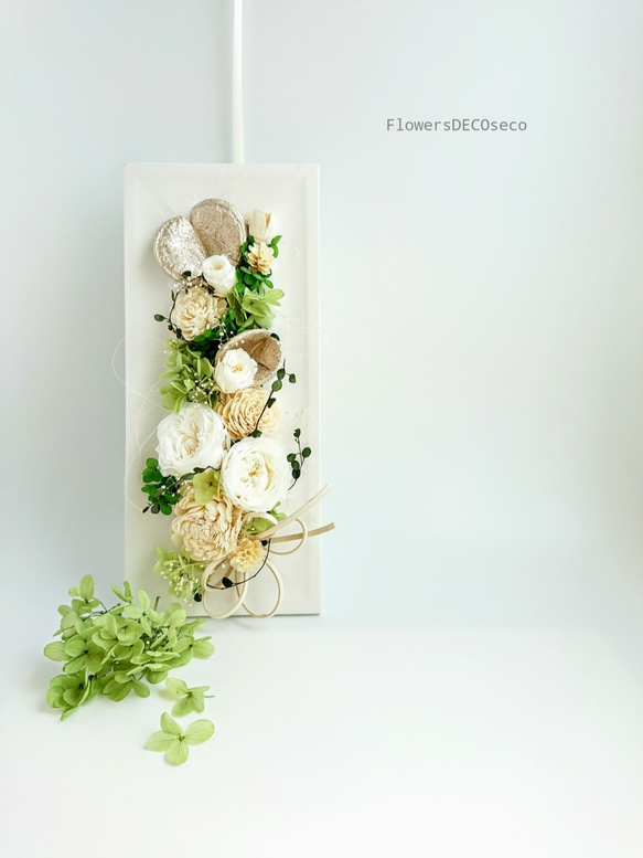 Rose garden【Wall deco&stand arrangement】Antique white 1枚目の画像