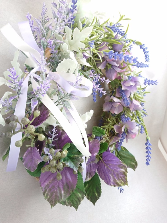 Ice blue leafs【Herbal wreath】アーティシャルフラワー 5枚目の画像