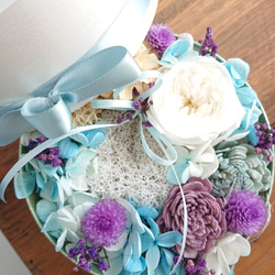Merci～Avec des fleurs～【Box Wreath Msize】Bleu antique 2枚目の画像