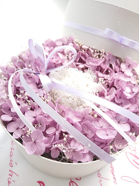 Merci～Avec des fleurs～【Box Wreath Lsize】紫陽花シンプル菫色 2枚目の画像