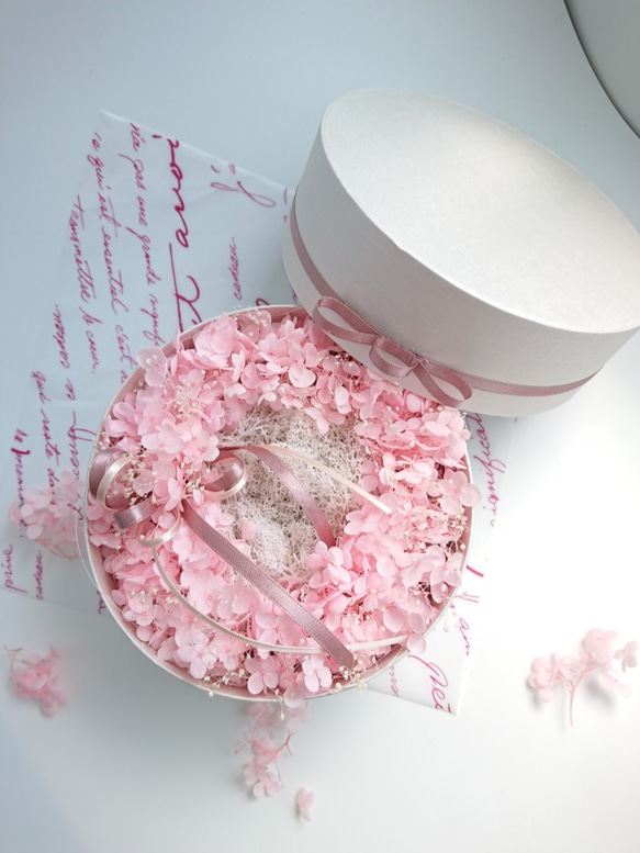 Merci～Avec des fleurs～【Box Wreath Lsize】紫陽花シンプル菫色 8枚目の画像