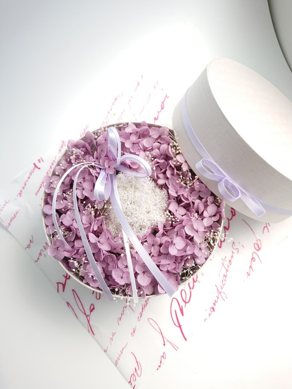 Merci～Avec des fleurs～【Box Wreath Lsize】紫陽花シンプル菫色 3枚目の画像