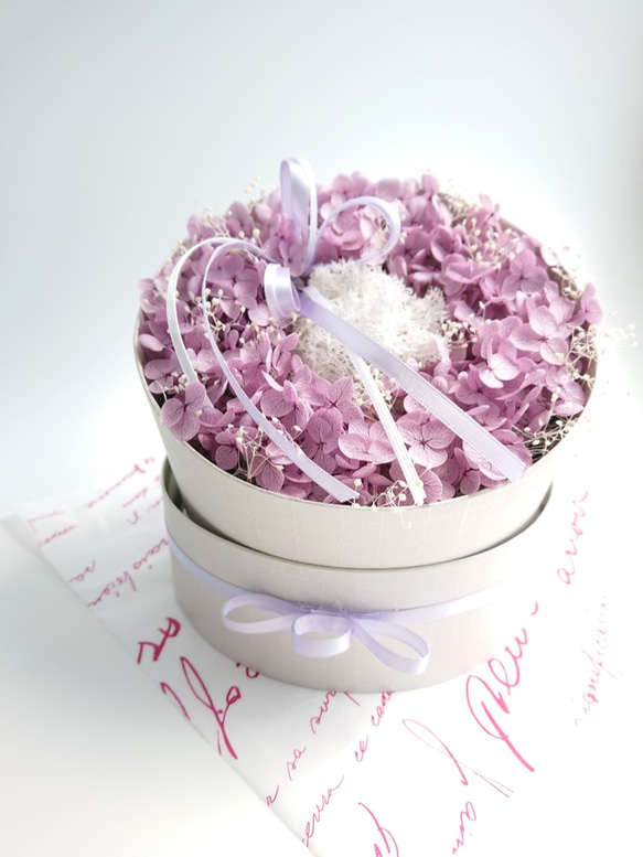 Merci～Avec des fleurs～【Box Wreath Lsize】紫陽花シンプル菫色 6枚目の画像