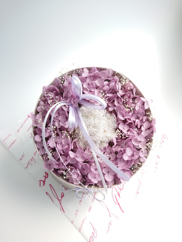 Merci～Avec des fleurs～【Box Wreath Lsize】紫陽花シンプル菫色 7枚目の画像