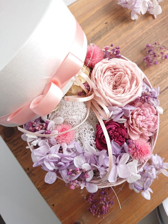 Merci～Avec des fleurs～【Box Wreath Lsize】紫陽花シンプル菫色 9枚目の画像