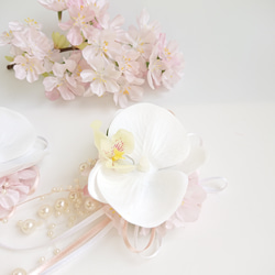 桜と胡蝶蘭の花飾りset【コサージュ・髪飾り】 5枚目の画像