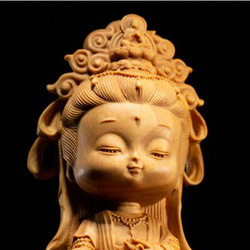 観音菩薩   木彫仏像  供養品  置き物   仏教工芸品 4枚目の画像