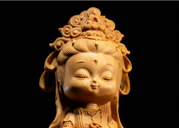 観音菩薩   木彫仏像  供養品  置き物   仏教工芸品 4枚目の画像