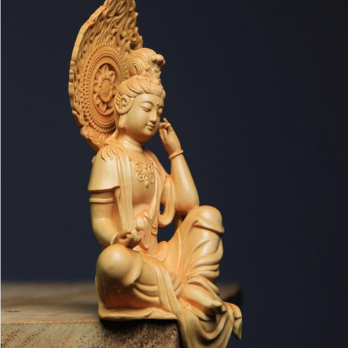 仏像 仏教美術 自在大勢至観音菩薩像 木の雕刻品 木彫り仏像 職人手作り 仏像 自在観音菩薩 木彫仏像 仏教工芸品 彫刻 大波彫刻 通販