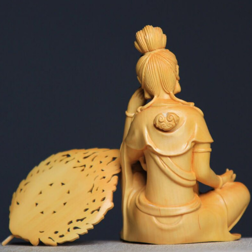 fufu 中国 練物彫刻 乾隆銘 観音像 仏像 置物 N 4682C - 彫刻 fufu 中国 練物彫刻 乾隆銘 観音像 仏像 置物 N 4682C - 彫刻