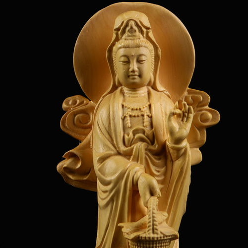 観音様 観音菩薩 供養品 禅意 木彫仏像 彫刻 大波彫刻 通販