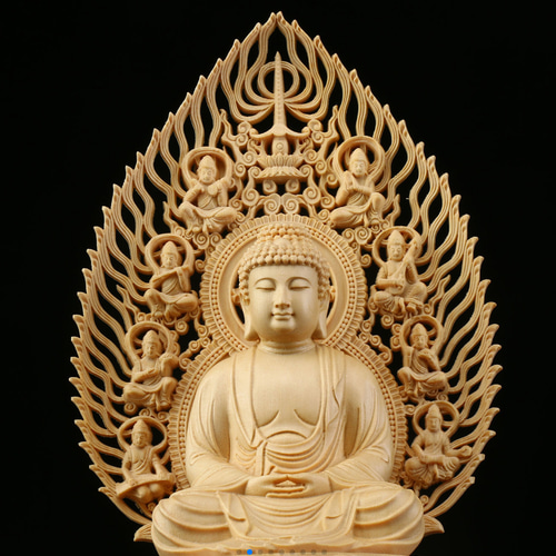 婆娑三聖 地蔵菩薩 薬師如来 観音菩薩 木彫仏像 供養品 災難除去