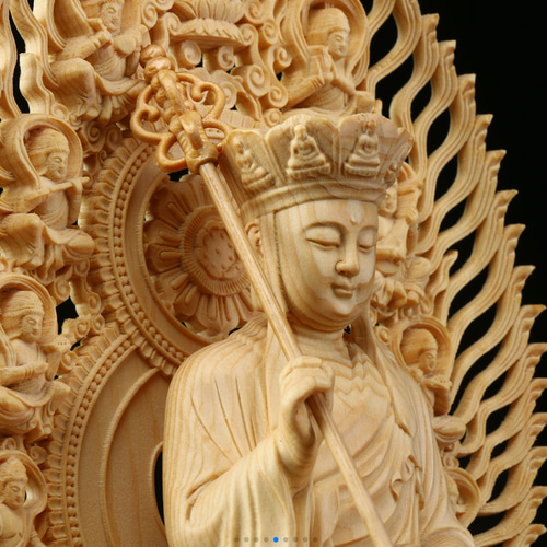 婆娑三聖 地蔵菩薩 薬師如来 観音菩薩 木彫仏像 供養品 災難除去