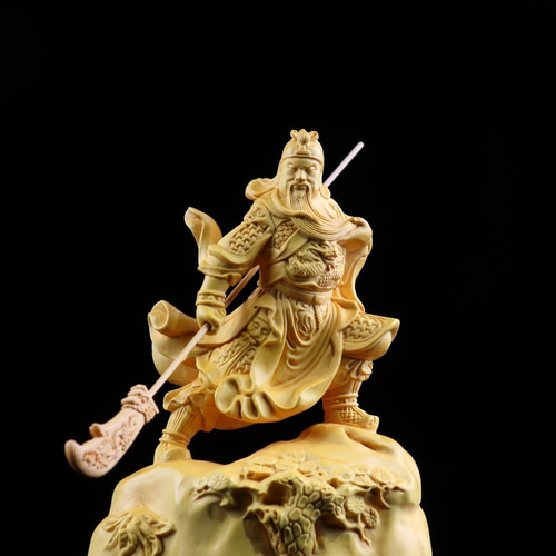 威武関公 木の彫刻 木工細工 美術工芸品 彫刻工芸品 彫刻 大波
