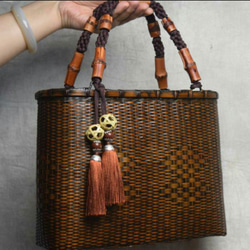 レディー ハンドバッグ 職人手作り 竹編みバッグ  便攜 小物入れ籠、 3枚目の画像