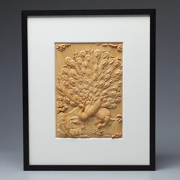 カバ　彫刻　古玩　天然石　孔雀石　置物　インテリア　工芸品　美術品　A1145 クジャクが羽を広げる 装飾壁画 彫刻工芸品 置物 新作 彫刻 大波彫刻
