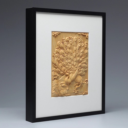 クジャクが羽を広げる 装飾壁画 彫刻工芸品 置物 新作 彫刻 大波彫刻