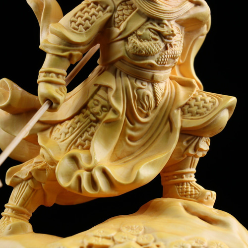 美術工芸品 威武関公 木彫仏像 置物 極上品 実木彫刻 収蔵品 彫刻 大波