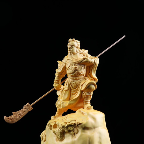 美術工芸品 威武関公 木彫仏像 置物 極上品 実木彫刻 収蔵品 彫刻 大波