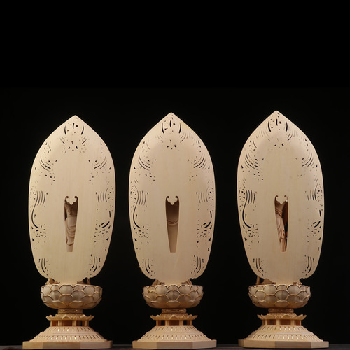 貴重供養品 阿弥陀如来三尊立像 勢至菩薩 淨瓶観音 切金 西方三