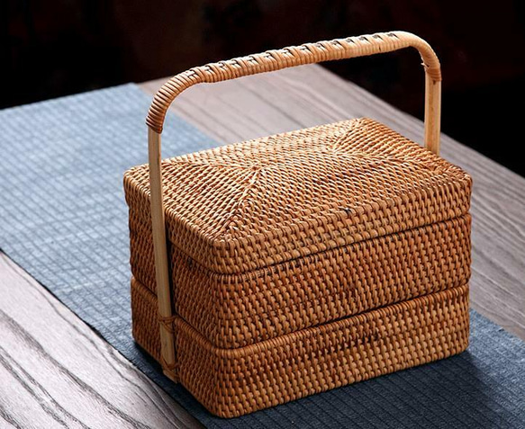 収納ケース 藤編 茶道具 ピクニック  便攜` 収納ケース 藤編 茶道具 ピクニック 小物入れ籠 便攜 かごバッグ 大波