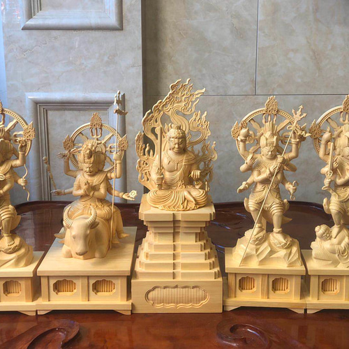 貴重供養品 五大明王像一式 木彫仏像 不動明王 大威德明王 金剛夜叉