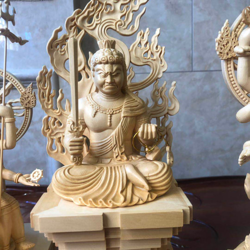 宫沢】極上品 四天王 木彫仏像 仏教工芸品 火照り 精密細工 仏壇仏像 供養