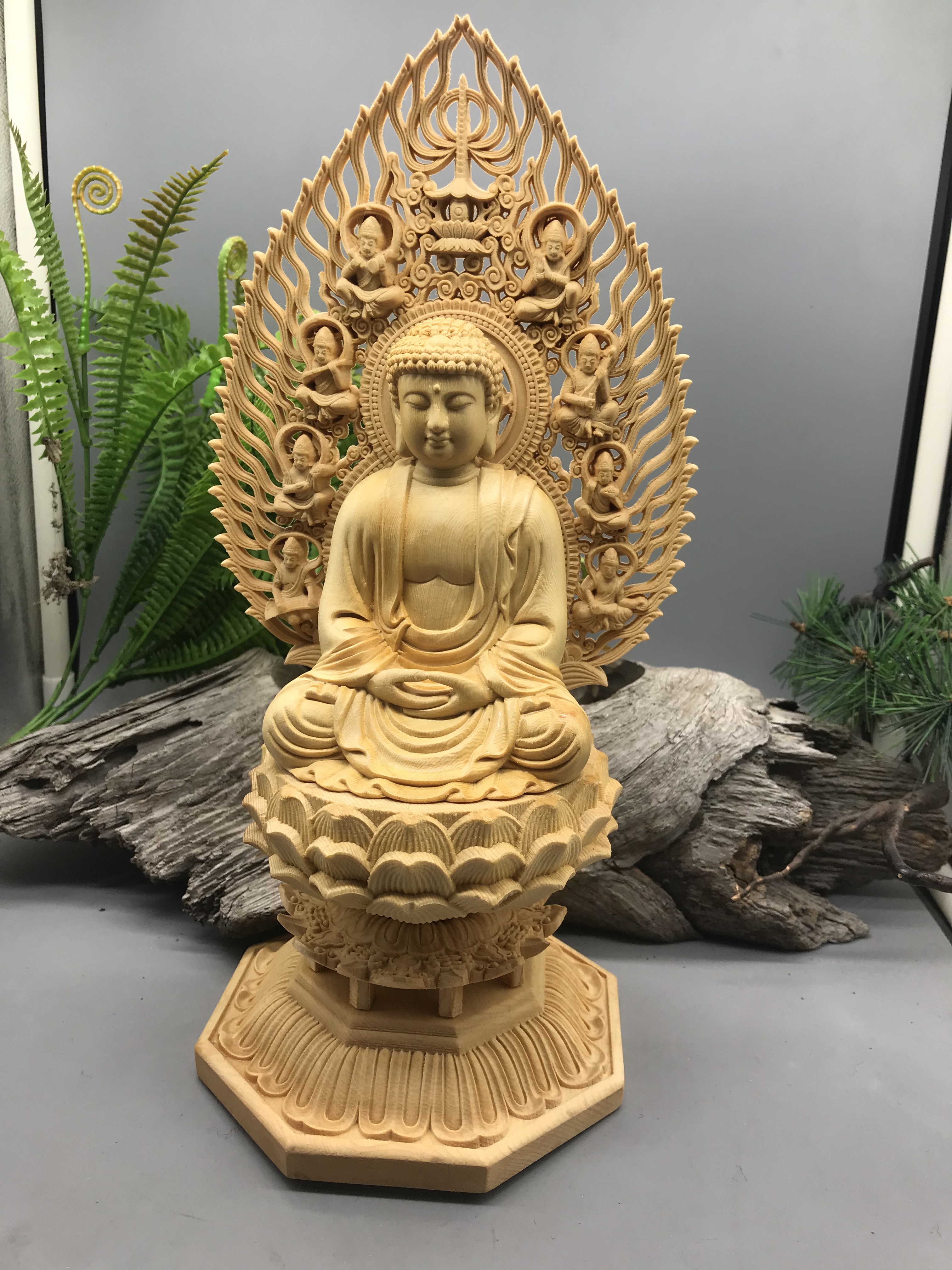 当時物 仏教美術 仏像 金彩 木彫 阿弥陀如来像 仏壇仏具 置物
