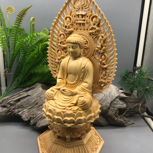 極上品 釈迦如来 阿弥陀如来 木彫仏像 精密彫刻 極上品 古美術