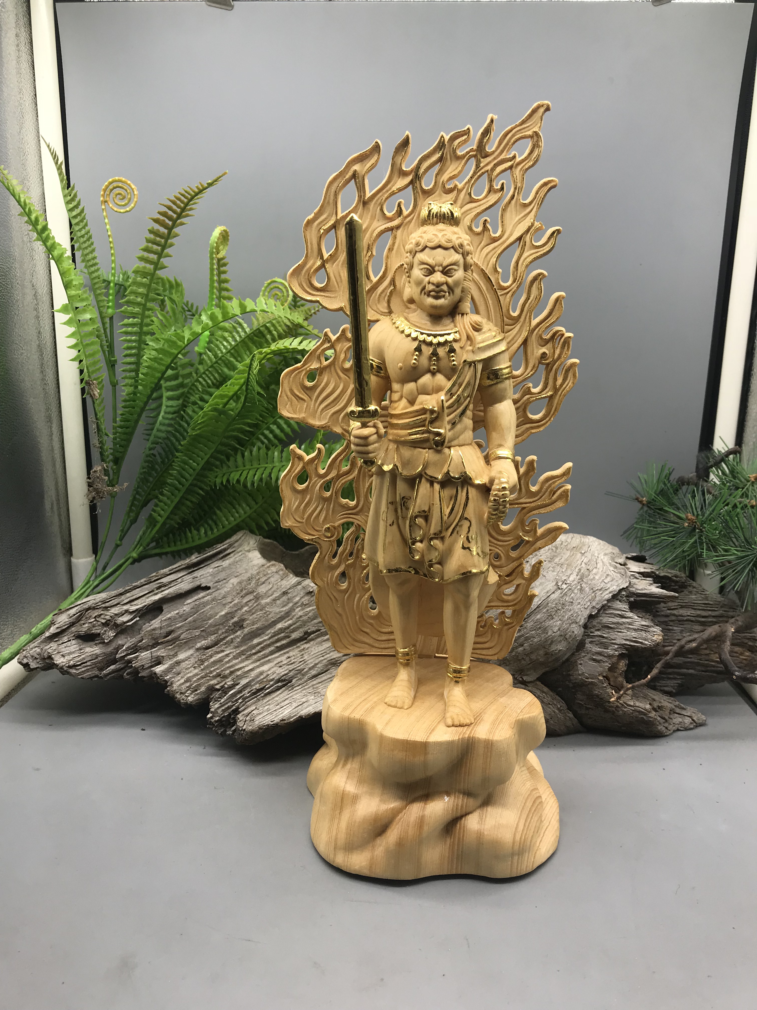 枯木　古木　木製仏像台 黒漆塗り　波濤彫刻　古美術　骨董 17_000000000785.jpg?1678209903