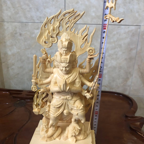 極上品 木彫仏像 大元帥明王 木彫仏教 供養品 木工細工 災難除去