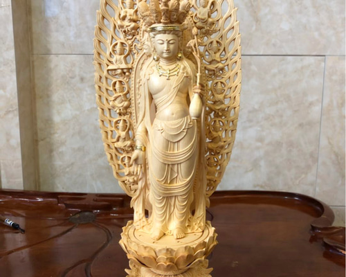 井波彫刻　特大型高91cm 　香樟材　時代彫刻　木彫仏教　十一面観音菩 や*ん様 井波彫刻 特大型高91cm 香樟材 時代彫刻 木彫仏教 十一
