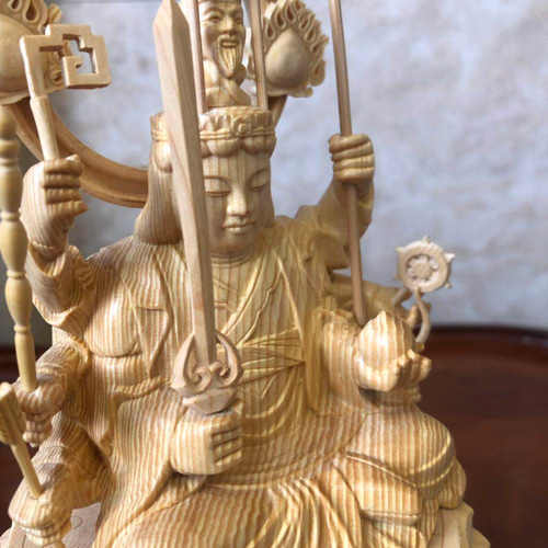 稀少珍品 仏師彫り 八臂·宇賀 弁財天 供養品 木彫仏像 彫刻 仏教工芸品