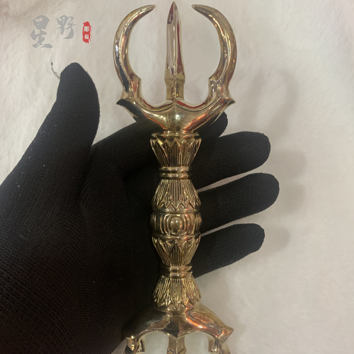 チベット仏教法器 真言宗 三鈷杵 金剛杵 密教法具 真鍮製 vajra 20cm