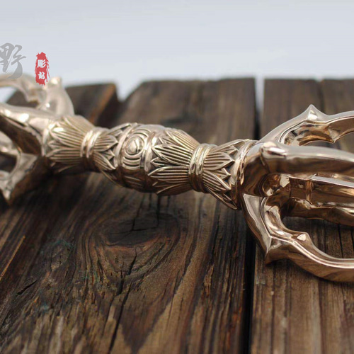 チベット仏教法器 大五鈷杵 金剛杵 真鍮製 vajra 密教法具 22cm