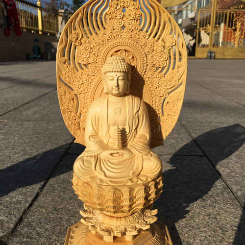 仏教美術 木彫り如来 仏像 Yahoo!オークション - 仏像 仏教美術 木彫 阿弥陀如来 観音40cm