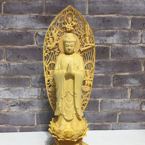 娑婆三聖 仏教工芸品 阿弥陀如来 観音菩薩 地蔵菩薩 木彫仏像 極上品