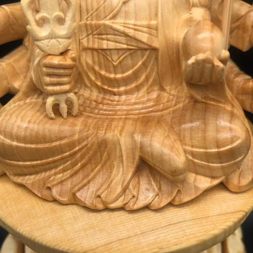 高28cm 仏教工芸品 仏教美術 八臂弁才天 弁財天 木彫仏像 仏師