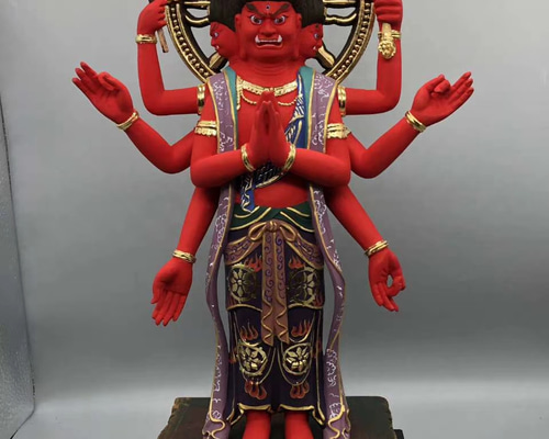 職人手作り 極彩色 馬頭観音 仏教美術 仏教工芸品 木彫仏像 馬頭明王