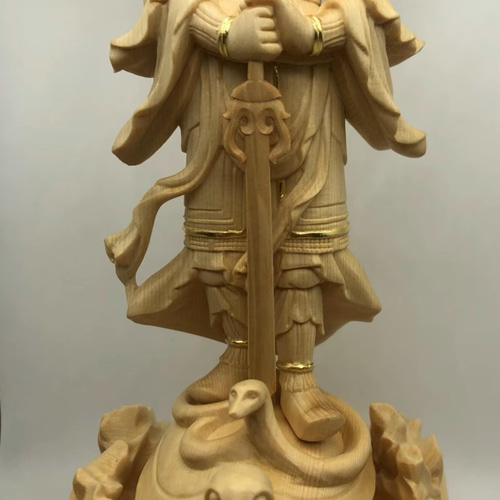 極上品 妙見菩薩像 細密彫刻 仏教美術 職人手作り 木彫仏像 仏教工芸品